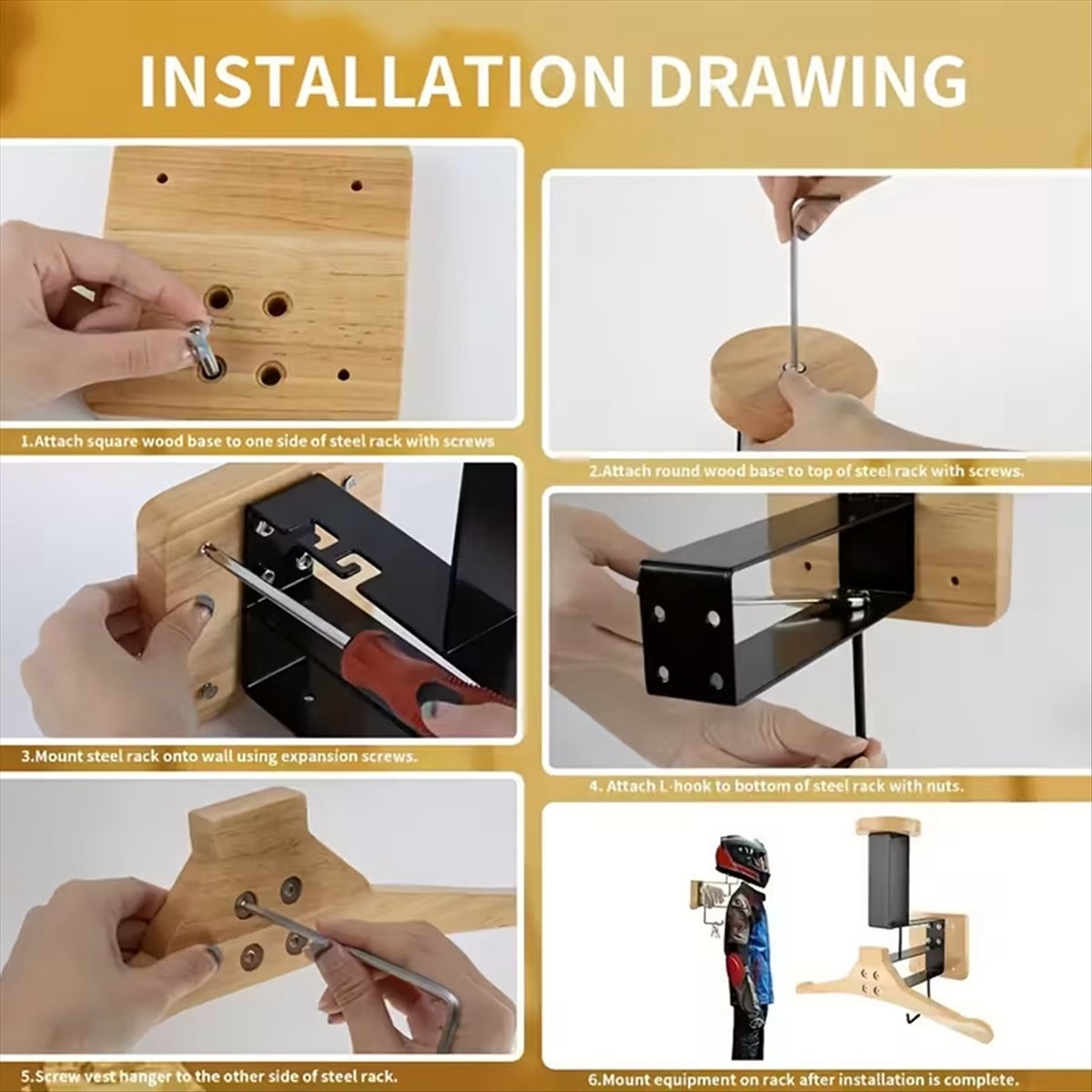 Cycling Gear Holder - Nouveauté : support mural en bois